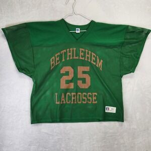 Vintage Russell Athletic Bethlehem Lacrosse 25 Mesh Jersey Green Mens XL